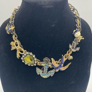 Vintage Betsy Johnson blue sparrow necklace
